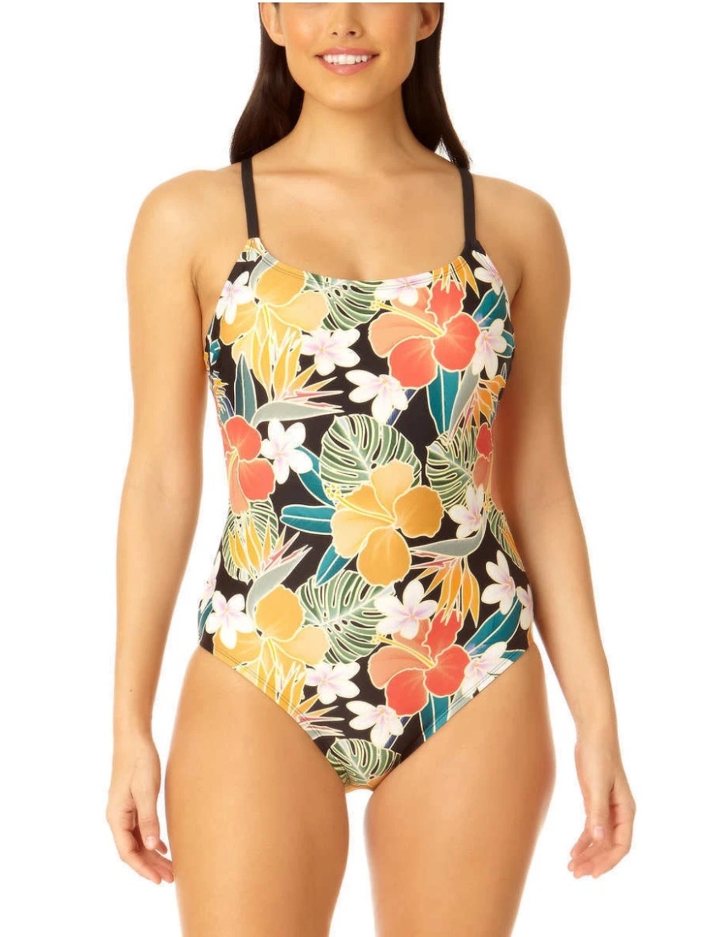 Hurley tropical aloha one piece • surf swimsuit • strappy back EUC